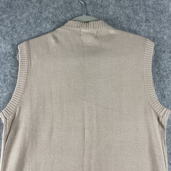 VTG Sears Sportswear Vest Mens XL Beige Knit Fisherman Grandpa Academia 70s 80s - Picture 9 of 12